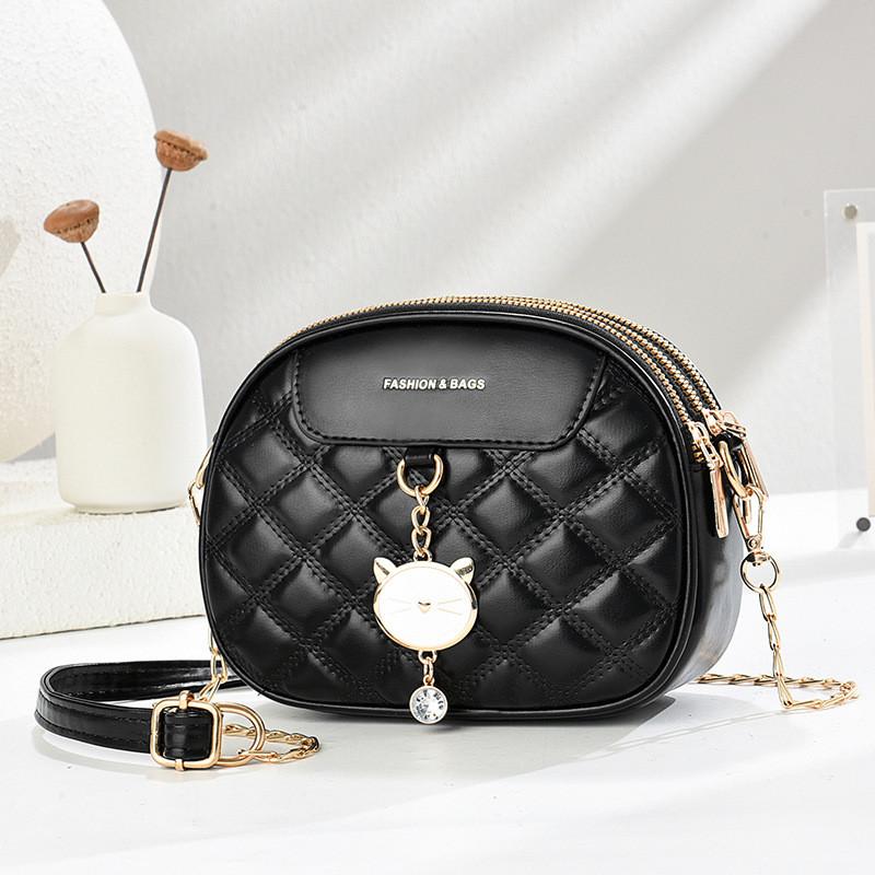 IELGY Ladies Messenger Bag Diamond Chain All-Match One-Shoulder Small Round Bag