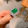 S925 Silver Needle Fashion Simulation Jewelry Accessories Set Emerald Three Piece Women