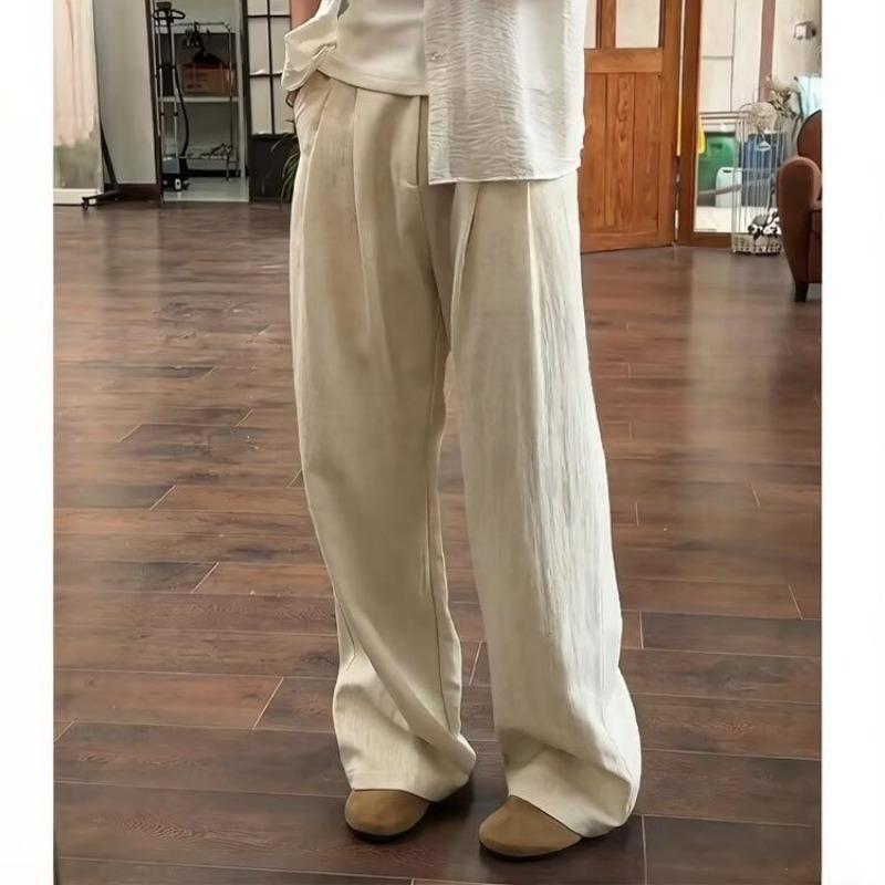 Men S Summer Thin Wide Leg Loose Casual Straight Linen Trousers