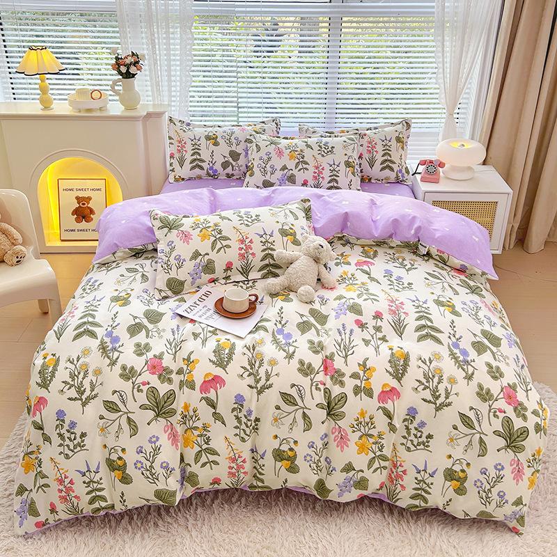 Fresh and Pastoral Style of Plants and Flowers, Dormitory Home Three-piece Set, Four-piece Set, Silky Soft and Delicate Bedding