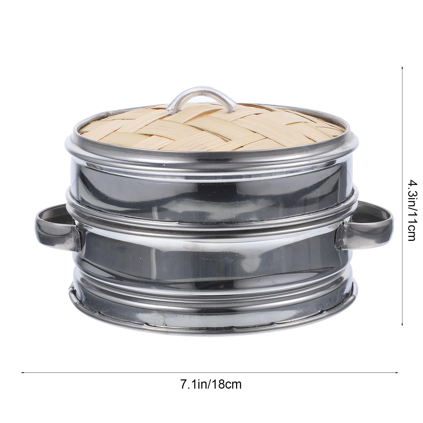 1 Набор Двуручная Пароварка с Крышкой из Бамбука Портативная Кухонная Пароварка для Еды для Пельменей Булочек Паровая Корзина с Крышкой Китайская