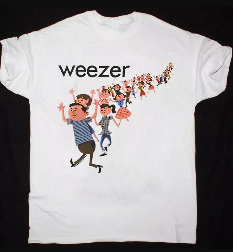 New Funny Weezer Band Short Sleeve Cotton White All Size GifT-shirt S