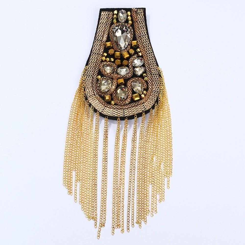 Rhinestone Tassel Epaulette Brooch Pin Beads Clothing Accessories Shoulder Brooch for Men Women
