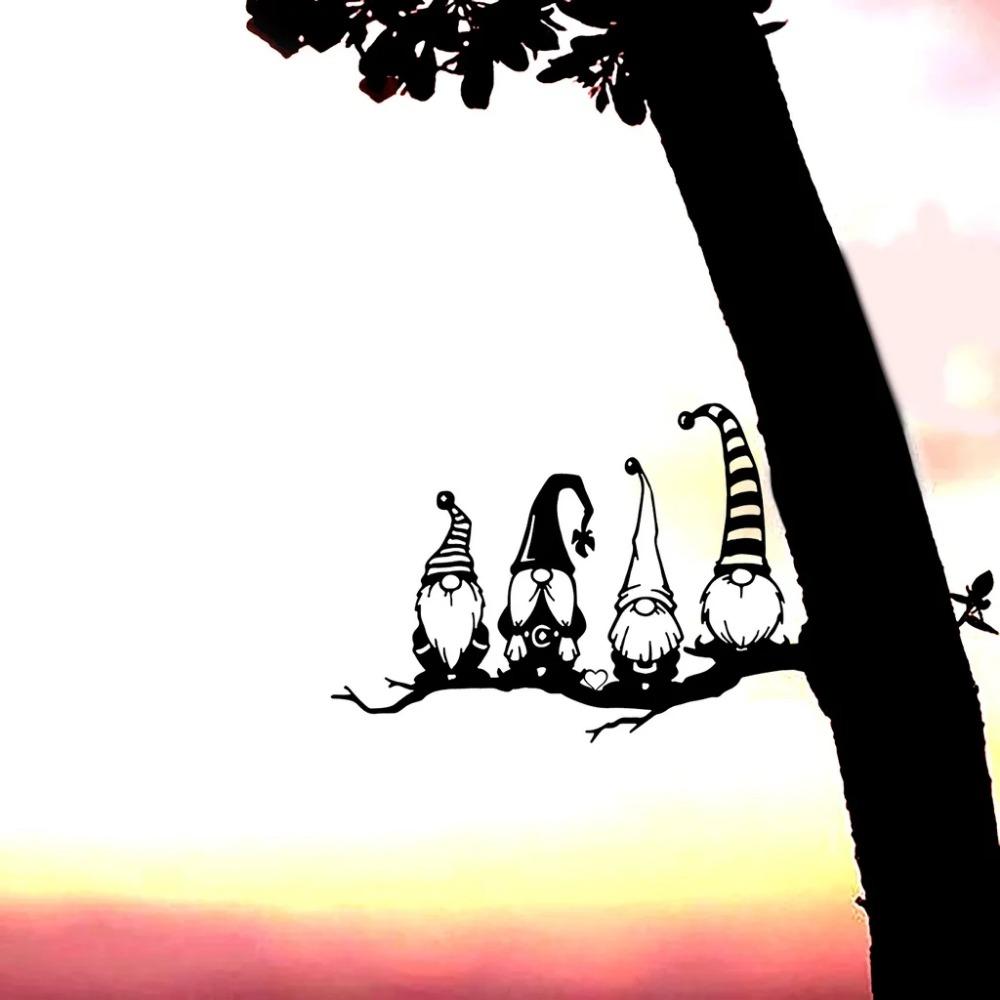 Weihnachtsmann auf Zweig, Stahl-Silhouette, Metall-Wandkunst, für Zuhause, Garten, Hof, Terrasse, Outdoor-Statue, Pfahldekoration, perfekt