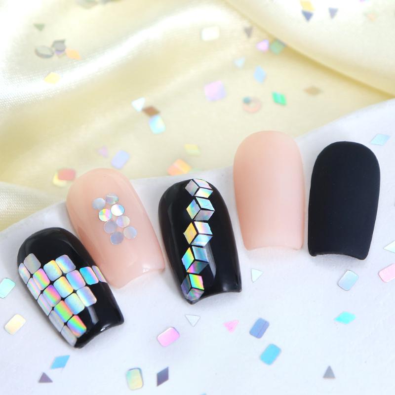 6 Kratek Wzmacnianie Paznokci Laserowy Brokat do Paznokci Błysk Wzory Geometryczne Ozdoba do Paznokci Charms do Paznokci Narzędzia do Manicure DIY