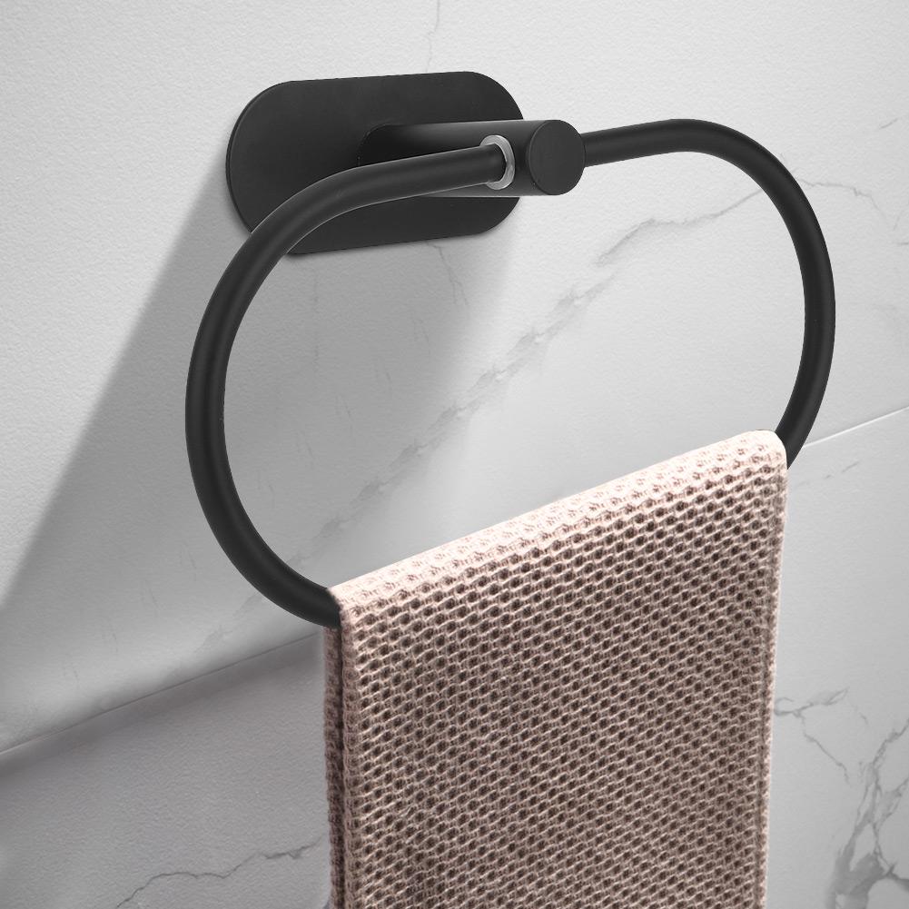 Bathroom 304 Stainless Steel Wall Mounted Towel Rack Storage Holder Shelf Black