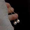Beixi Silverware S925 Sterling Silver Women's Faux Pearl Tassel Ear Studs - High-End, Fashionable, Long Style