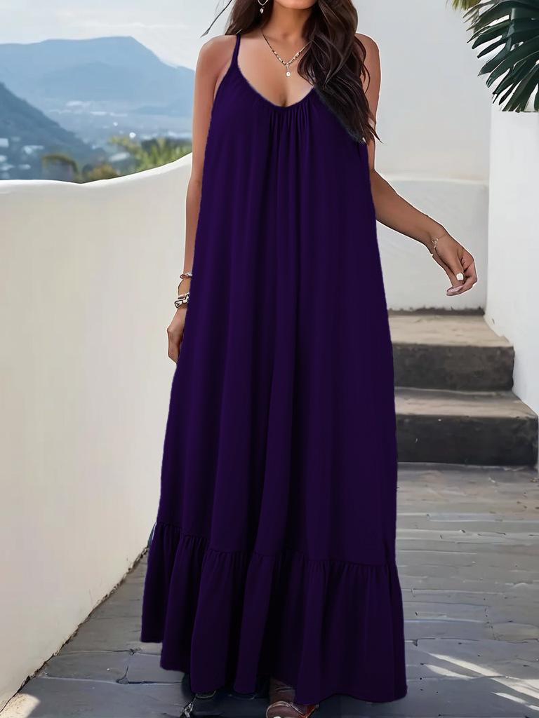 2026 Elegant Sexy Sleeveless Spaghetti Strap Solid Color Dress