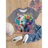 Girls' Clothing Cute Animal Elephant & Deer 3d Print Fashion Casual T-Shirts Funny Girls' T-Shirts