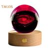 Faux Crystal Ball Light Calming Cosmic Night Light Clear Lighted Stellar Spheres with Wooden Base for Bedside Table Desk