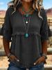 2026 European & American Loose Fit Women's Casual Short Sleeve Round Neck Pullover Top