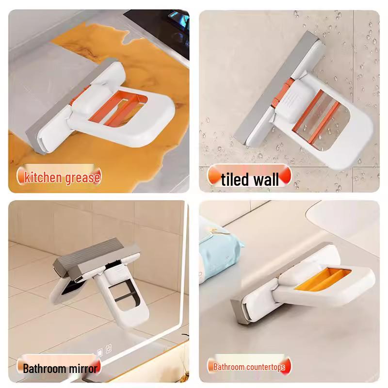 Kolay Leke Çıkarma ve Su Emme İçin Kompakt Katlanabilir Hands-Free Sünger Mop