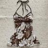 Y2K Floral V-Neck Halter Sleeveless Women's Camisole Top