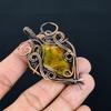 Green Opal 999 Copper Wire Wrapped Pendant, Handmade Gemstone Jewelry Pendant Gift For Birthday