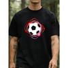 European Sizes Men's T-Shirt, Football Print, Round Neck, Short Sleeve Casual T- Shirt, Comfortable And Versatile, Very Suitable for Outdoor