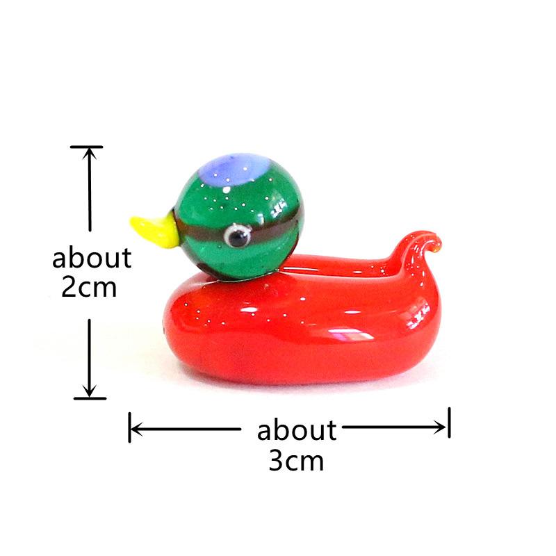 Cute Glass Duck Mini Figurines Colorful Cartoon Animal Tiny Statue Craft Ornament Home Fairy Garden Easter Micro Landscape Decor