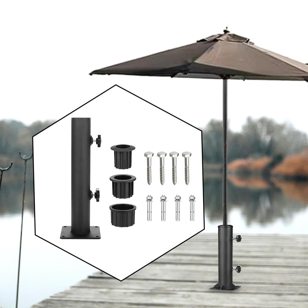 Patio Umbrella Stand Heavy Duty Metal Adjustable Flag Pole Holder Umbrella Tube Mount for Backyard Garden Patio Pool Deck