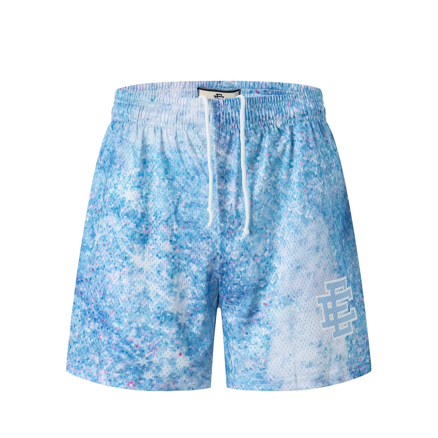 EES-10 Men s Mesh Quick Dry Beach Shorts, Summer Gradient Retro Beach Print Casual Board Swim S