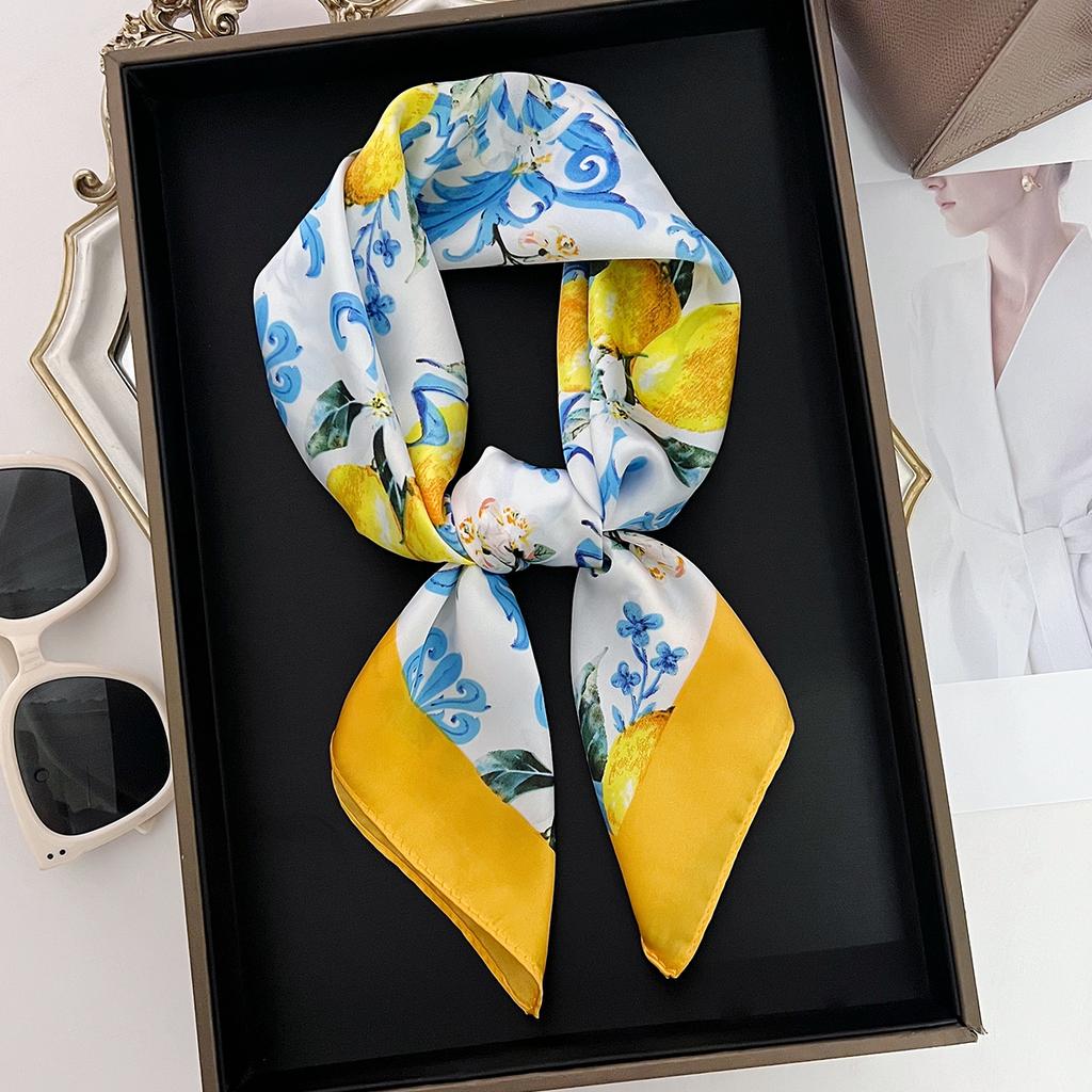 Luxury Print Square Silk Scarfs For Women Decorate Neck Ties Fashion 70*70Cm Kerchief Lady Summer Beach Hijab Female Neckerchief