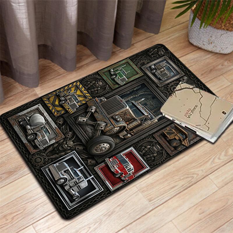 Truck Art Gallery Pattern Rug Floor Mat for Living Room or Bedroom Soft and Comfortable Carpet a Gift for Birthday and Holiday.