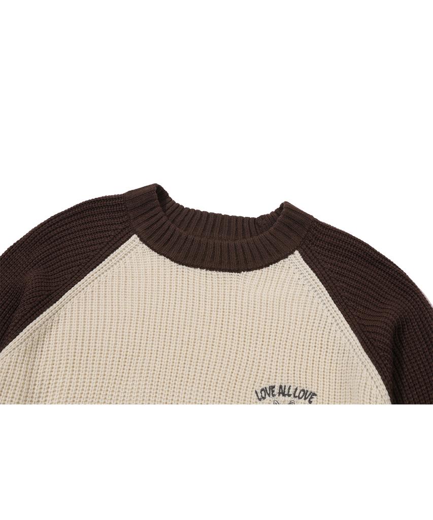 CPGN STUDIO Hoppy Raglan Block Knit Brown