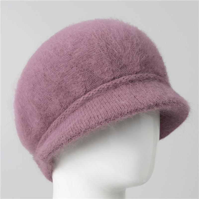 Hat lady winter cold and warm plush rabbit fur wool hat