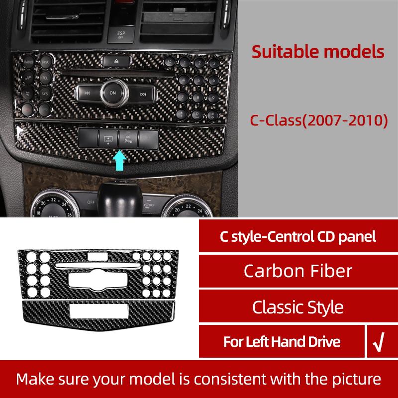 BETTERHUMZ For Mercedes Benz W204 C Class Accessories Carbon Fiber Central Control Gear Shifter Panel Trim Sticker Car Interior