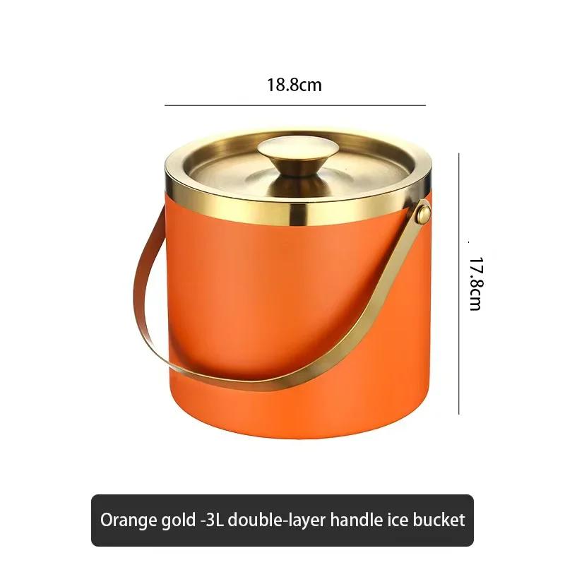 304 2L/3L Stainless Steel Ice Bucket Portable Double Wall Insulated with Lid Hotel Wine Champagne Whiskey Beverage Beer Tools