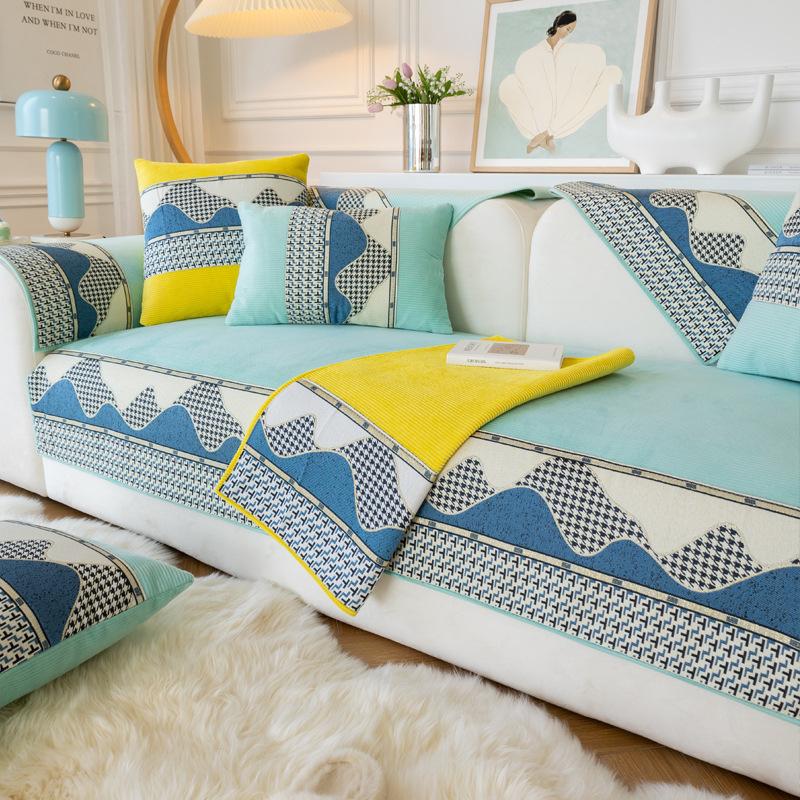 Simple Sofa Cushion for All Seasons, Non-slip Sofa Cover, High-end Towel Cover, Three-in-one Chaise Thickening