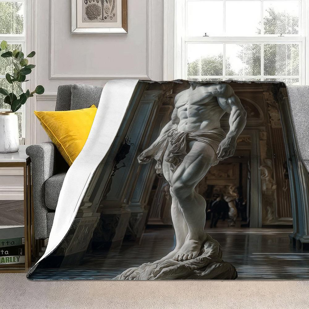 Michelangelo's Design of David Flannel Printed Blanket Suitable for All Seasons Suitable for Living Room Office Sofa and Travel
