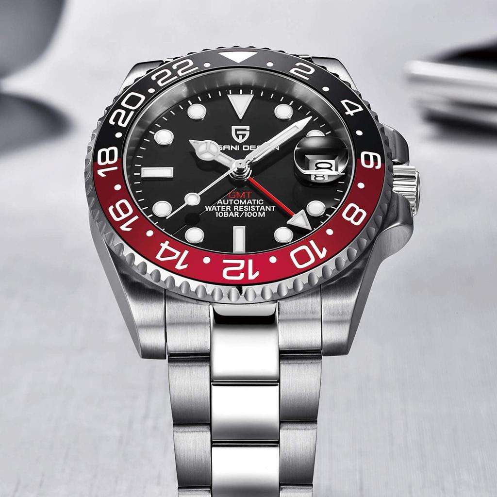 Pagani Design Men's Watch GMT Hand Automatic Japanese Movement Diver's Mechanical Case Waterproof Ceramic Bezel Business Work Dress Watch Stainless