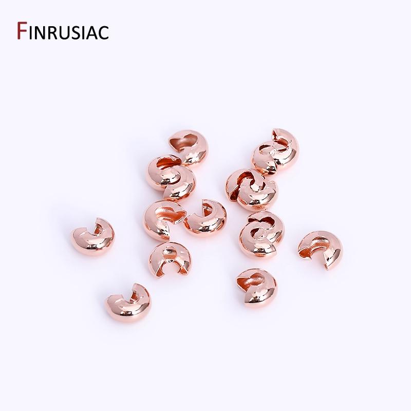 

3mm/4mm 18k Gold Plated Crimp Beads Covers Crimp End Beads Stopper Spacer Beads For DIY Jewelry Making Supplies Wholesale 3mm-50 pcs