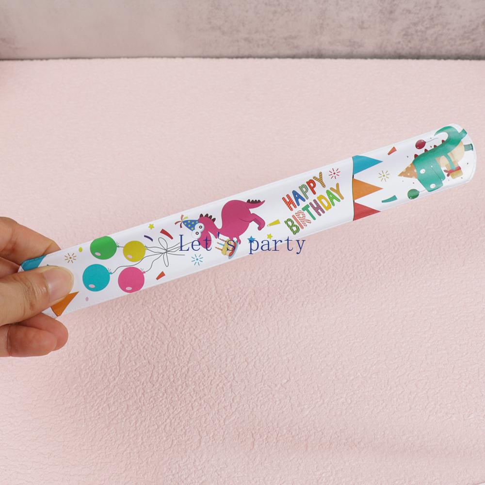 12Pcs Cartoon Monster Balloon Happy Birthday Slap Circle Bracelets Wristband Toys for Kids Birthday Baby Shower Party Favors
