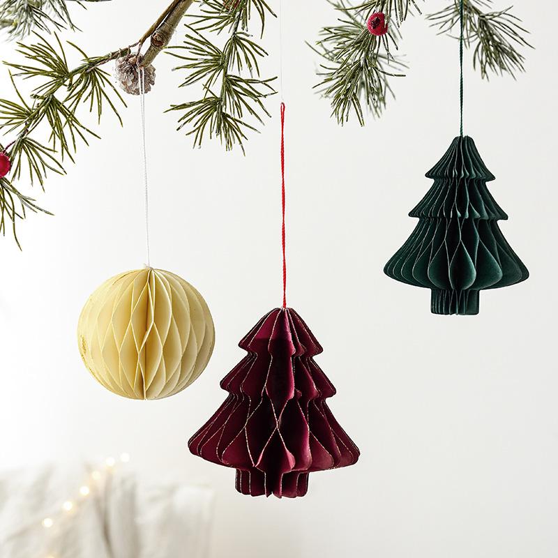 3D Paper Honeycomb Ball Santa Tree Hanging Pendant Christmas Hanging Ornament Lantern New Year Navidad Wedding Decor Supplies