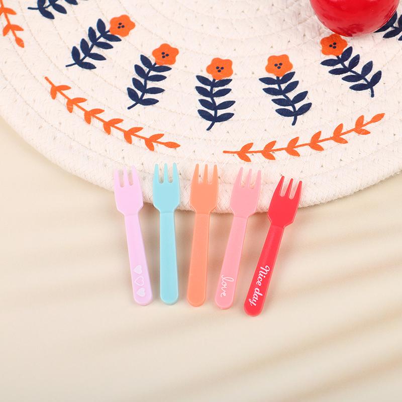 5Pcs Colorful Plastic Fruit Fork Mini Cartoon Children Snack Cake Dessert Food Fruit Pick Toothpick Bento Lunches Party Decor