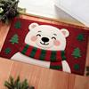 Christmas Snowman Red Star Pattern Doormat Non Slip Absorbent Floor Rug for Entryway Kitchen Bathroom Holiday Decor
