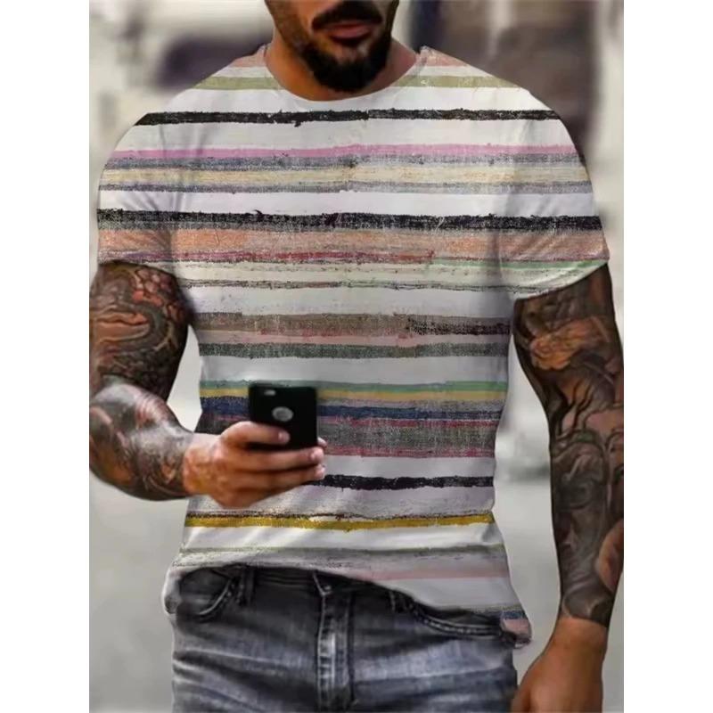 Herren 3D-Druck T-Shirt Kurzarm Rundhals Pullover lässiges Oberteil