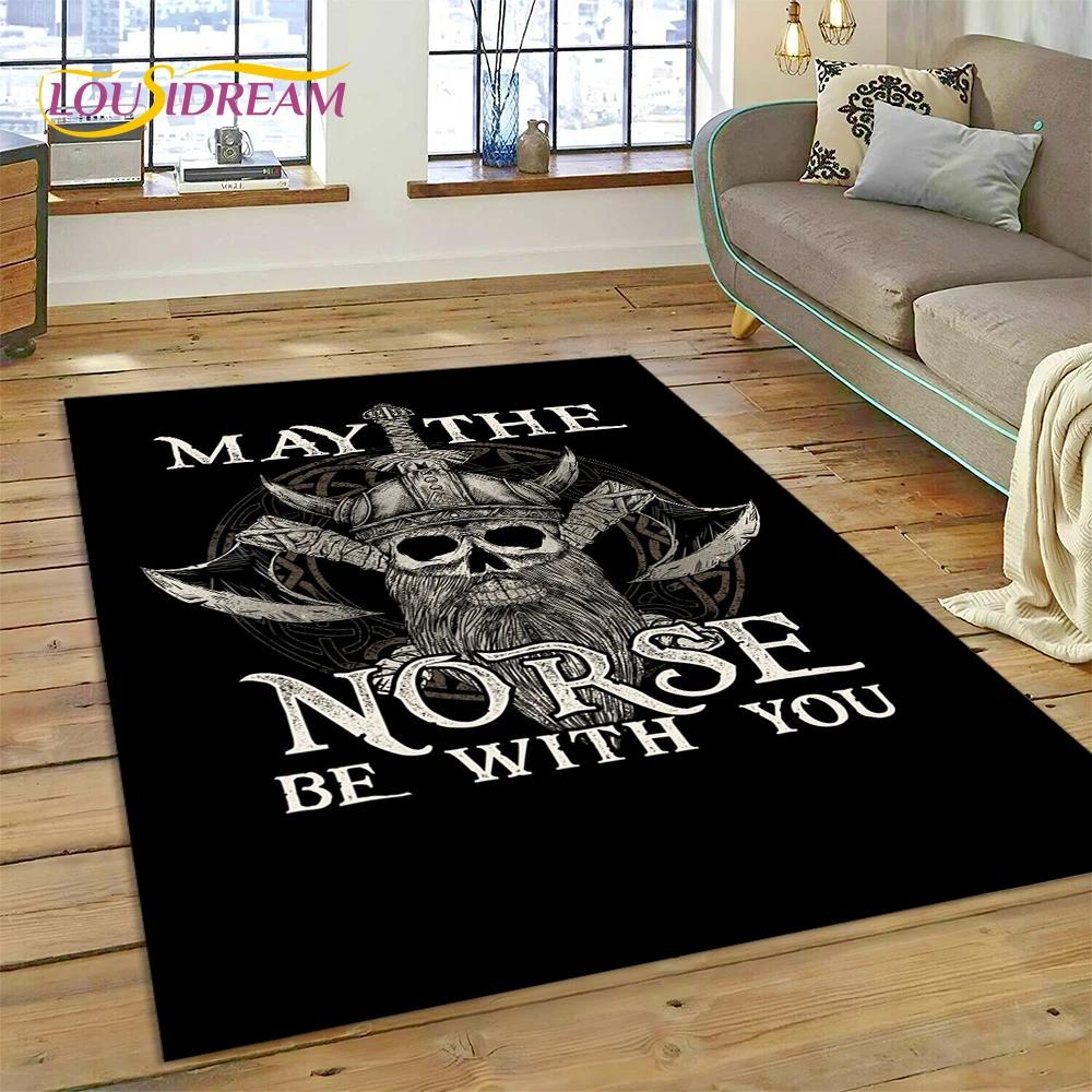 Viking Severská Mytologie Odin Valhalla Symboly Koberec Kobereček pro Domov Obývací Pokoj Ložnice Pohovka Rohožka Dekor, dětská Protiskluzová Podložka na Podlahu