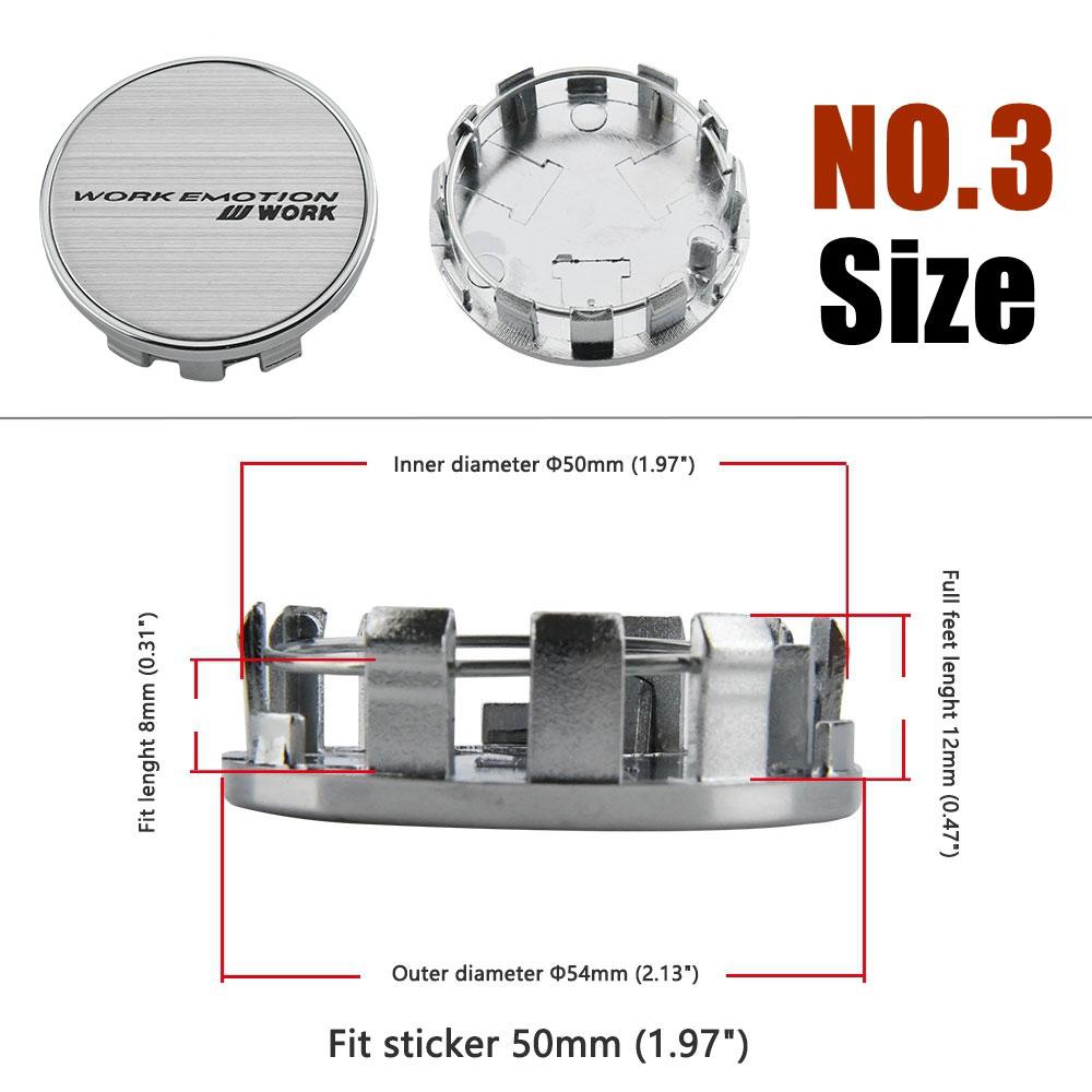4PCS WORK Center Cap 53mm & 54mm Wheel Caps MEISTER VS EQUIP Emblem Wheel Cover Cap Hubcaps Car Rim Accessories