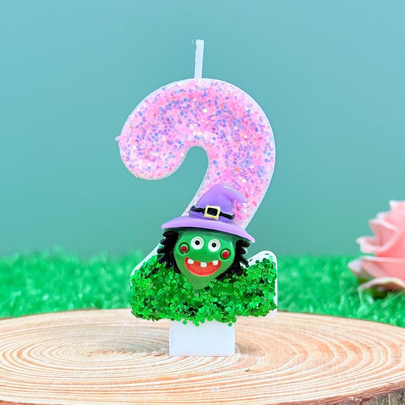 

Halloween Stitch Birthday Candles Autumn Halloween Theme Party Decor Autumn Glitter Birthday Number Candle for Kids