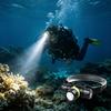 Underwater Diving Headlamp with Adjustable Head Mount, Aluminum Beam Light for Snorkeling, Night Fishing and Camping
