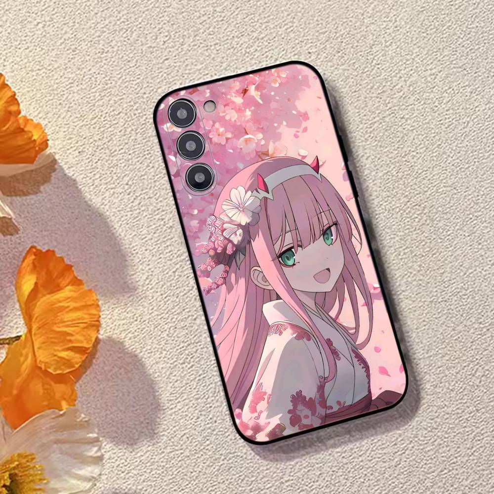 Lovely Zero Two 02 Hot Anime Phone Case For Samsung Galaxy A73,A72,A71,A70,A53,A52,A51,Soft Silicone Black Cover