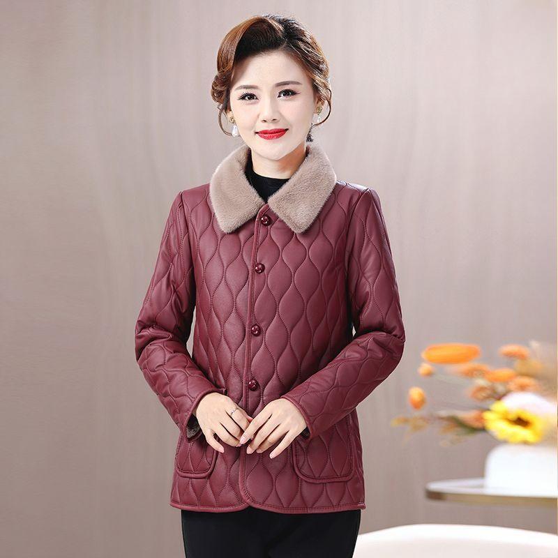 

Зимнее флисовое пальто для мамы, утолщенное хлопковое пальто, короткая стеганая куртка для женщин среднего и пожилого возраста 4XL