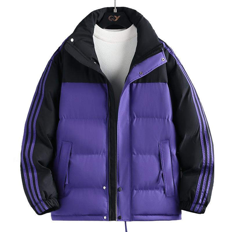 

Зимняя мужская хлопковая одежда, новая полосатая трехполосная хлопковая утепленная одежда, куртка мужская повседневная одежда из хлеба 4XL