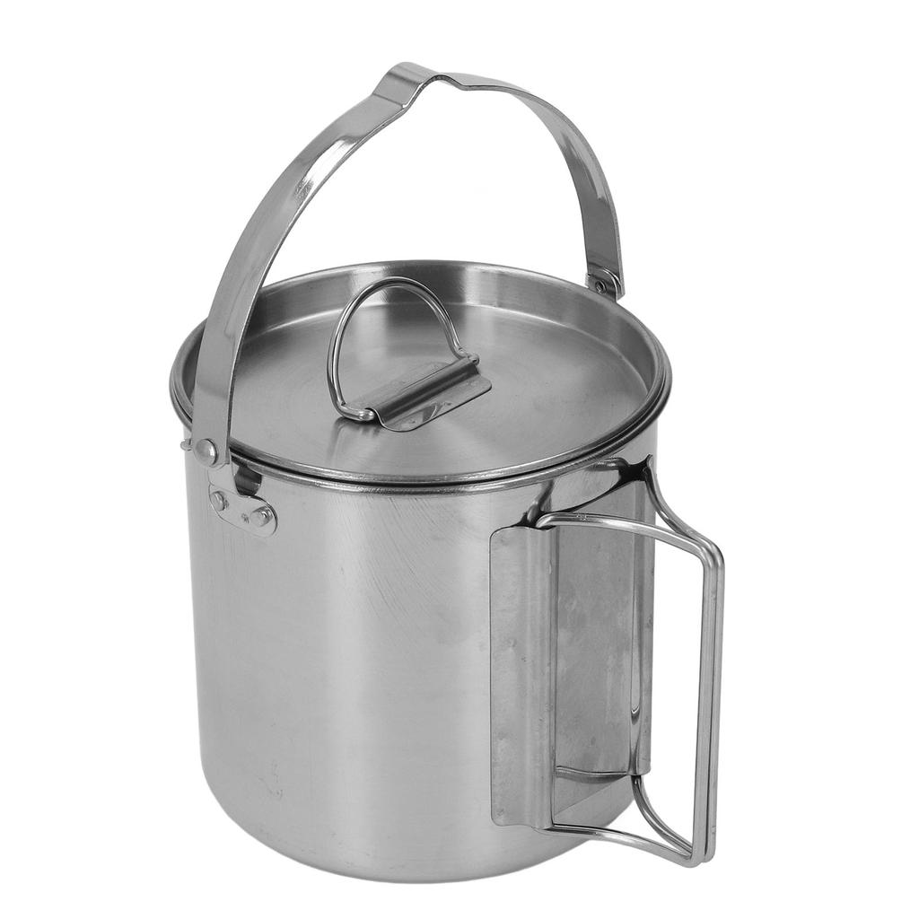 1,2L Edelstahl Campingkessel Tragbare Teekanne Kaffeekanne Outdoor Kochgeschirr zum Wandern Camping