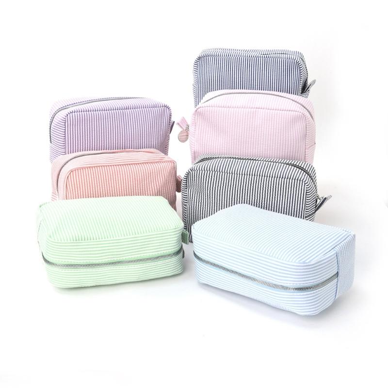 Toiletry Bag Stripe Makeup Bag Travel Cosmetic Bag Aesthetic Storage Bag Lovely Cosmetic Brush Case for Woman Girls