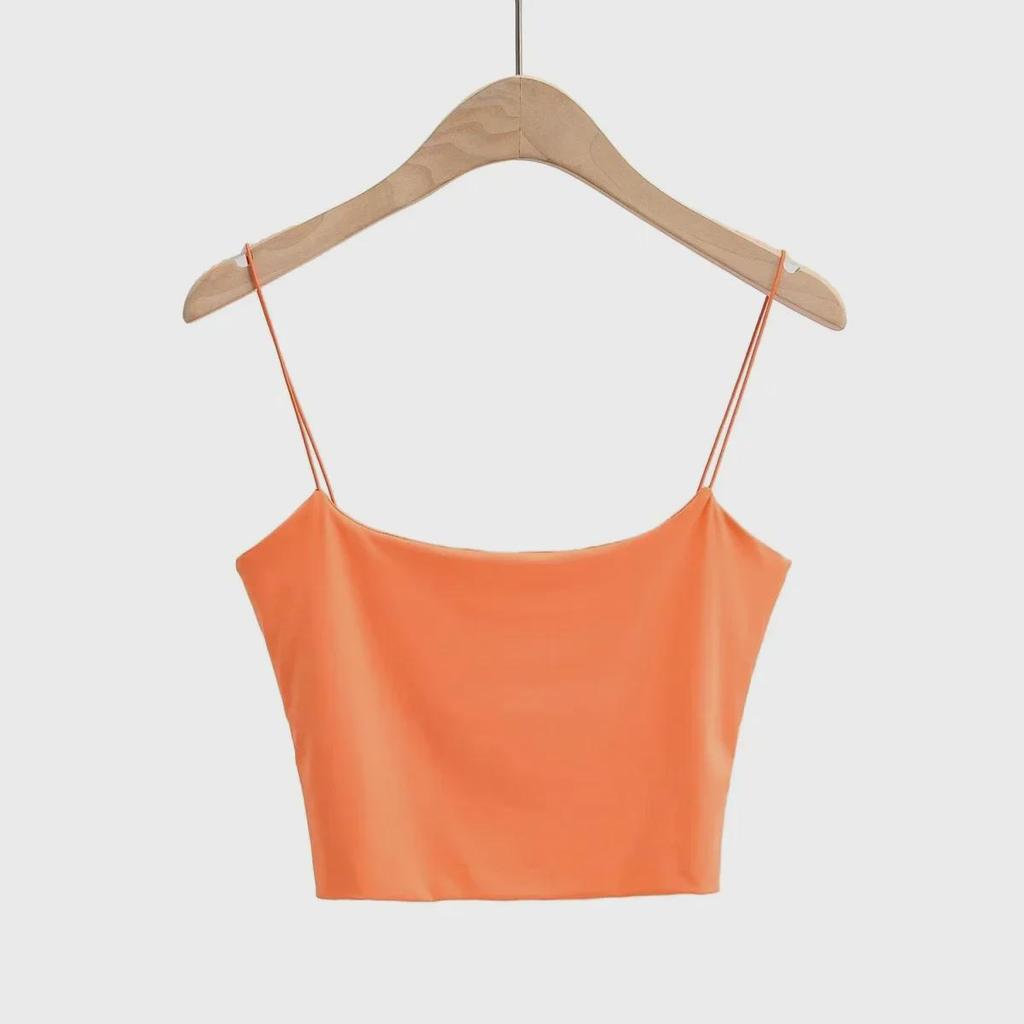 2023 Spring/Summer U-Neck Slim Vest Top In Pure Color with Thin Suspenders for Women