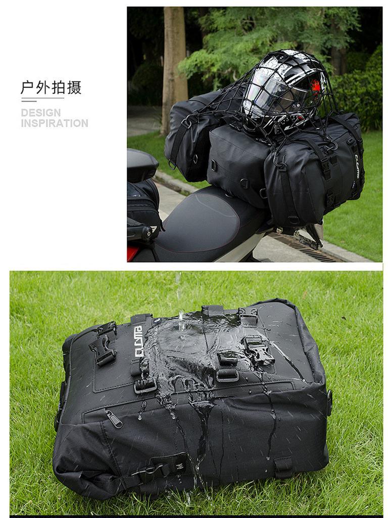 20L Waterproof Motorcycle Bike Rear Seat Tail Bag Luggage Storage Backpack Black