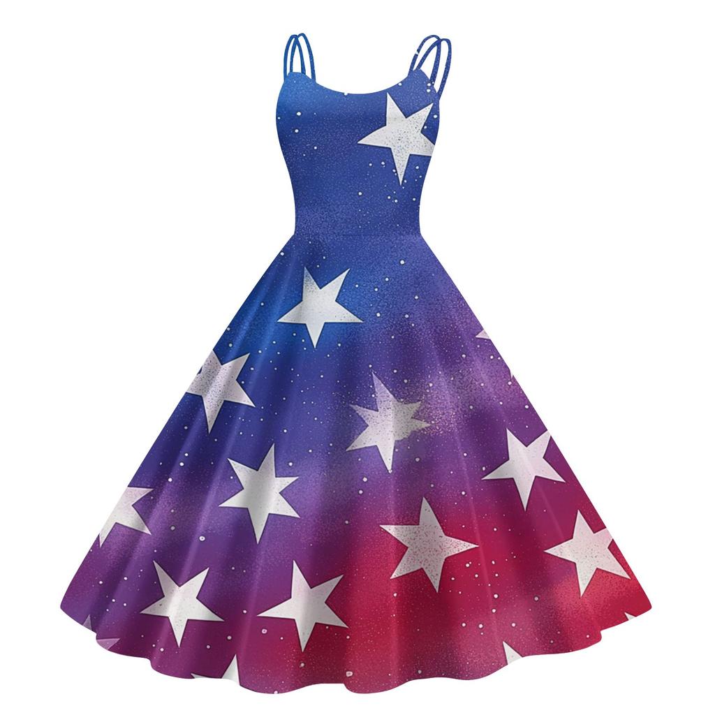 Independence Day Printed Women's Casual Sexy Strapless Punk Vintage Dresses