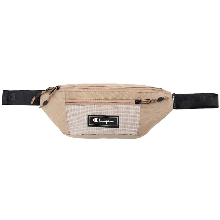 Champion Appliqué Printed Cursive Logo Student Simple Casual Zipper Fabric Waist Bag Unisex Waist Bag Light-Brown U2AACPU37